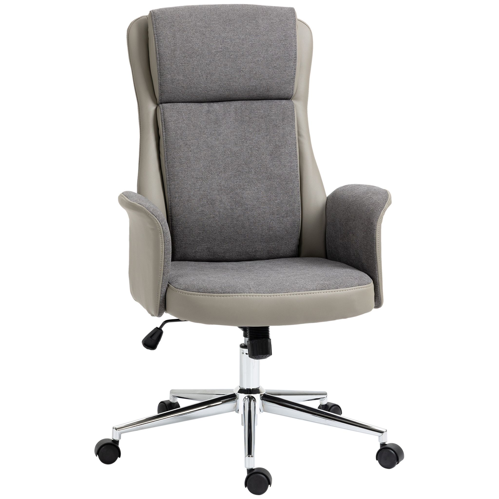 Vinsetto chaise de bureau manager grand confort réglable dossier inclinable piètement chromé tissu maille polyester blanc noir