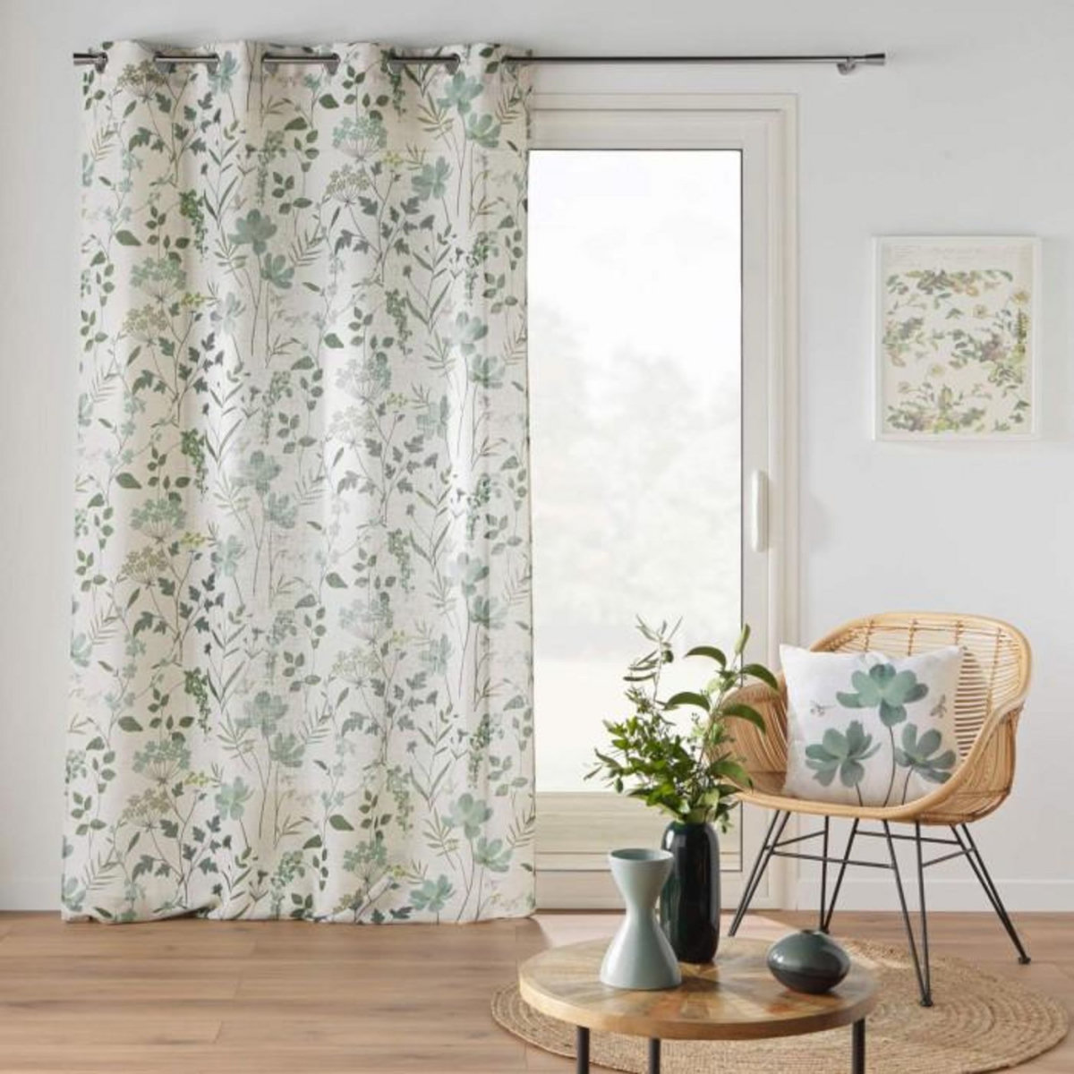 Paris Prix Coussin Déco Imprimé  Palmiflore  45x45cm Vert