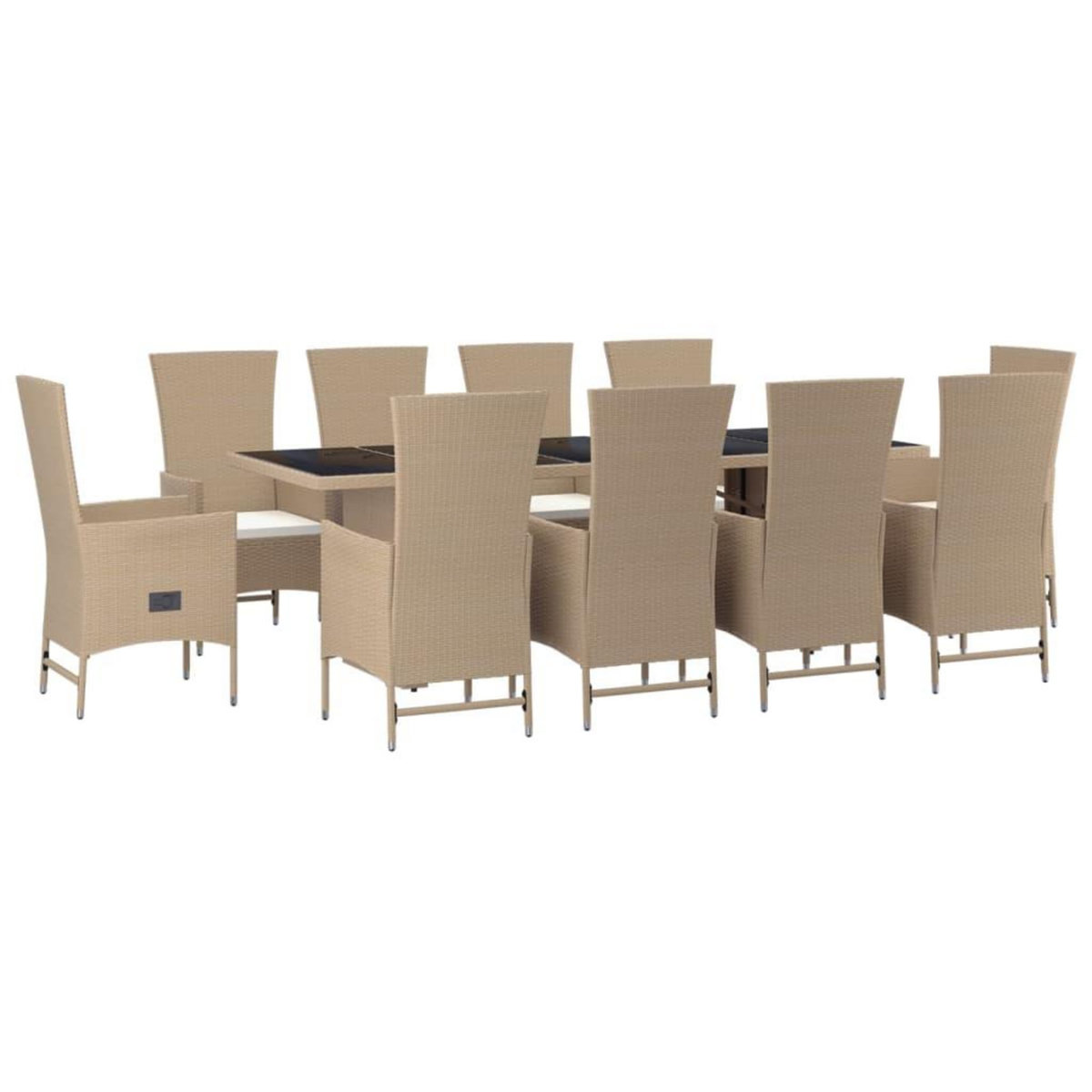 VIDAXL Ensemble a manger de jardin et coussins 11 pcs beige poly rotin