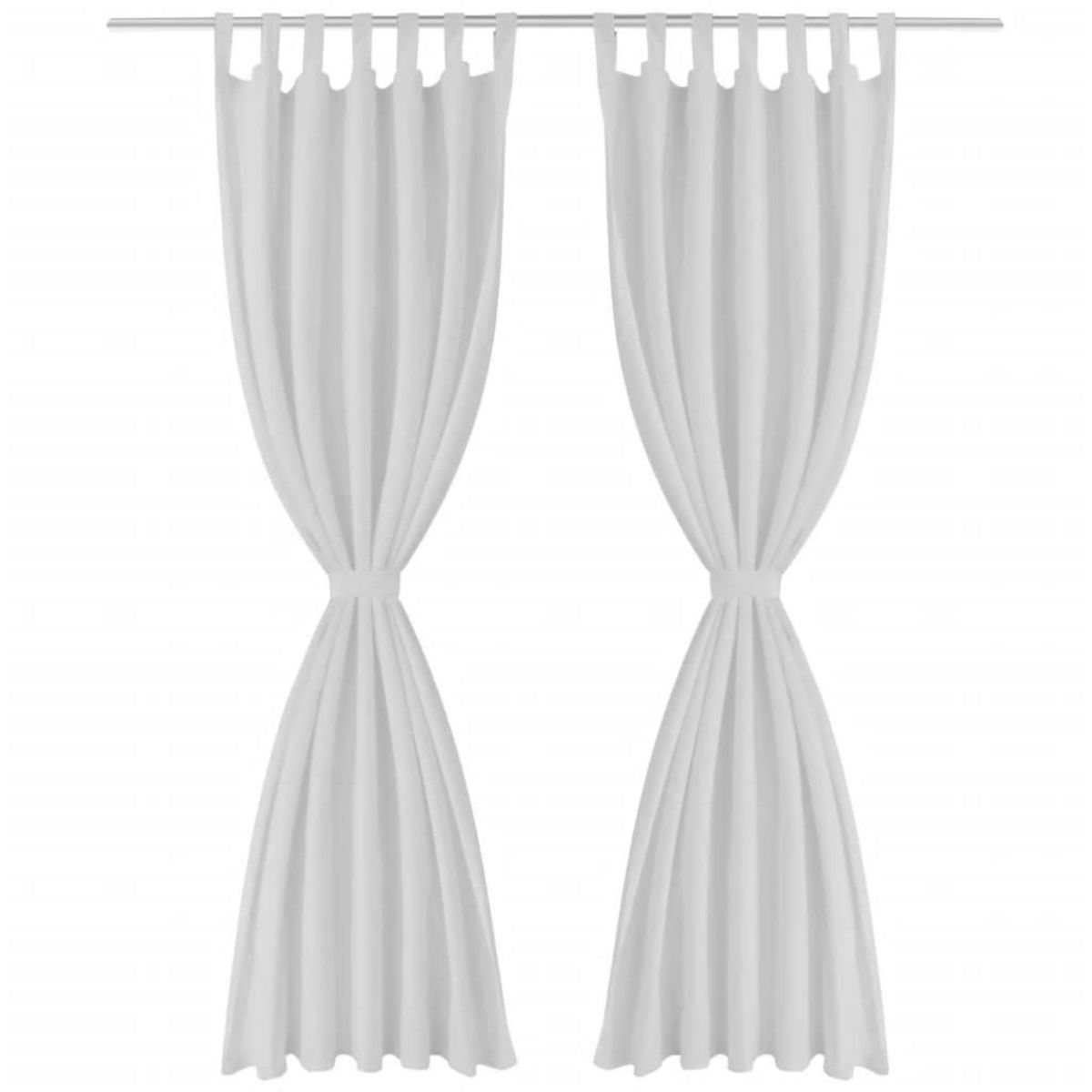 VIDAXL 2 pcs Rideau a Passant Micro Satin Blanc 140 x 225 cm