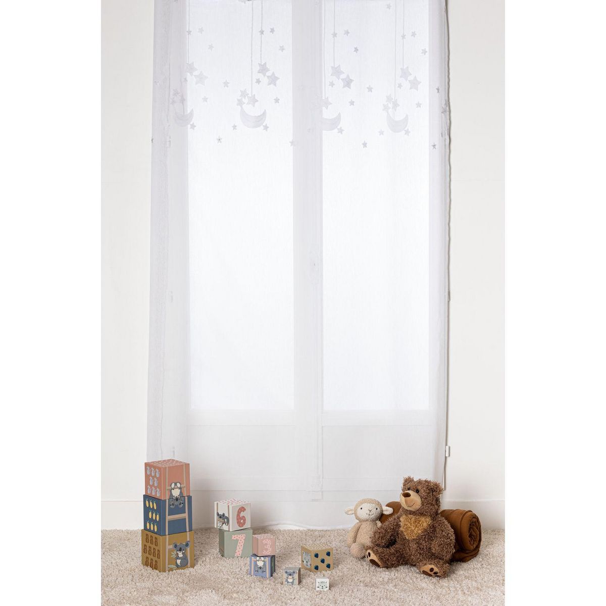 ATMOSPHERA Voilage brodé étoiles - 140 x 240 cm - Blanc