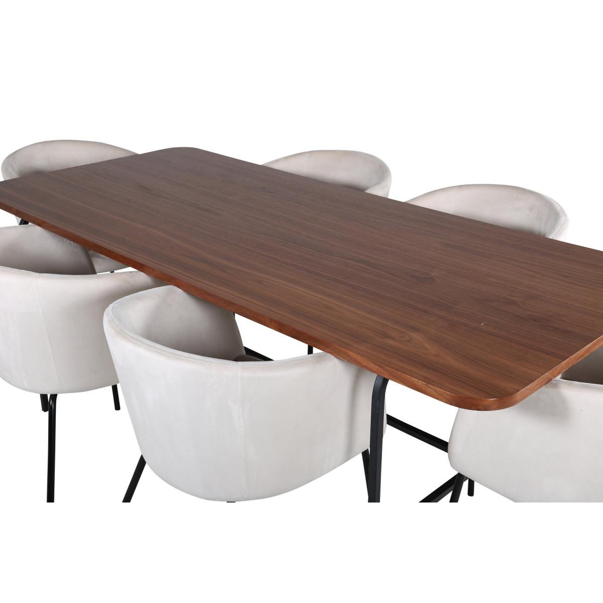 Voir la diapositive 3 : Paris Prix Ensemble table à manger & 6 chaises  uno & berit  200cm beige & marron