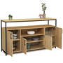Voir la diapositive 4 : ID MARKET Buffet 4 portes 140 cm DETROIT avec niche design industriel