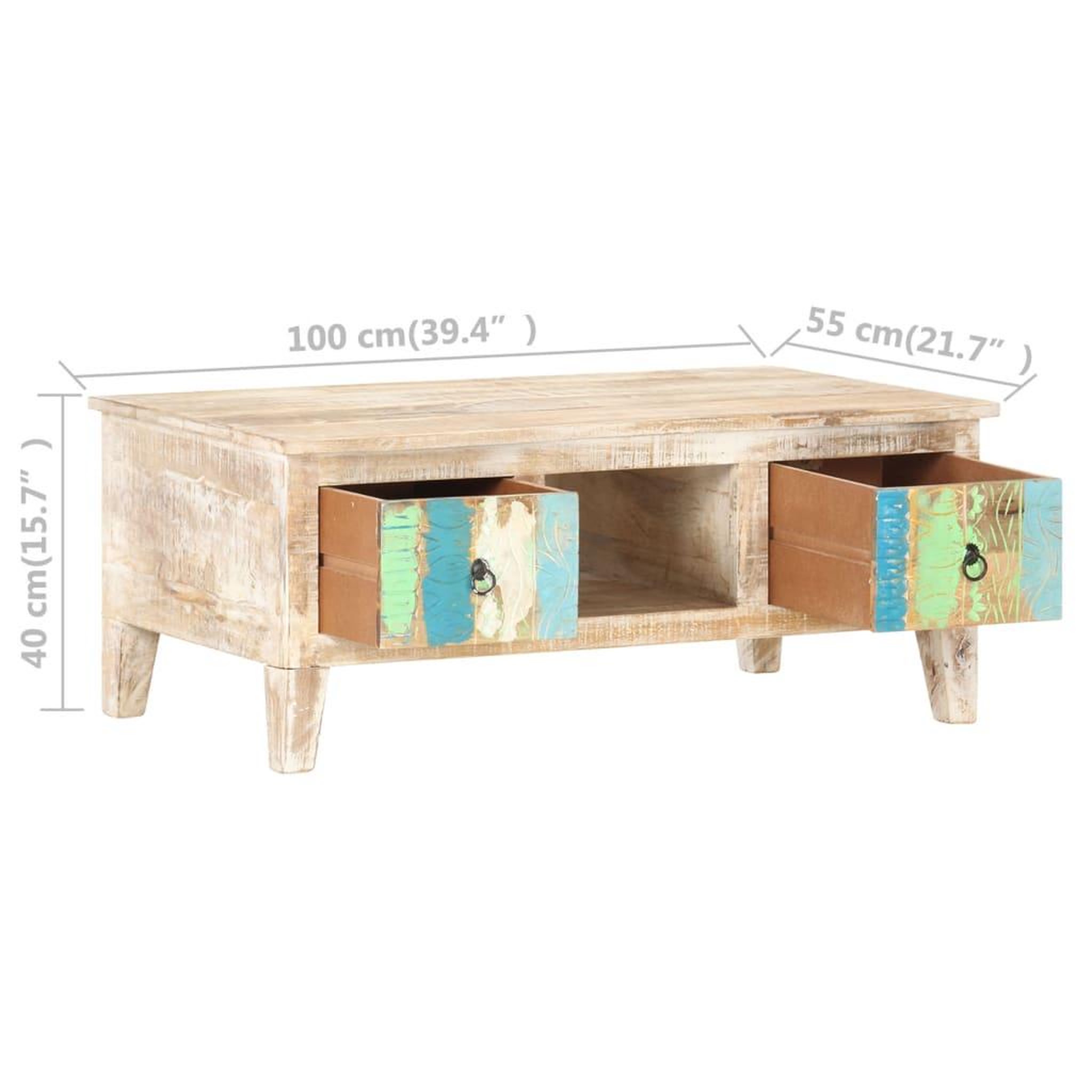 Voir la diapositive 6 : VIDAXL Table basse 100x55x40 cm Bois d'acacia brut