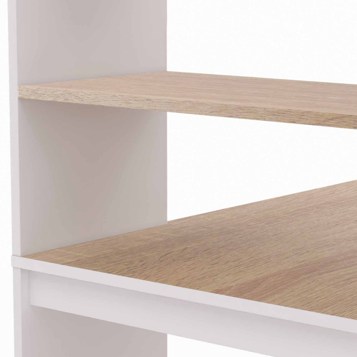 ID MARKET Bureau bibliothèque BEN avec étagères blanc et façon hêtre