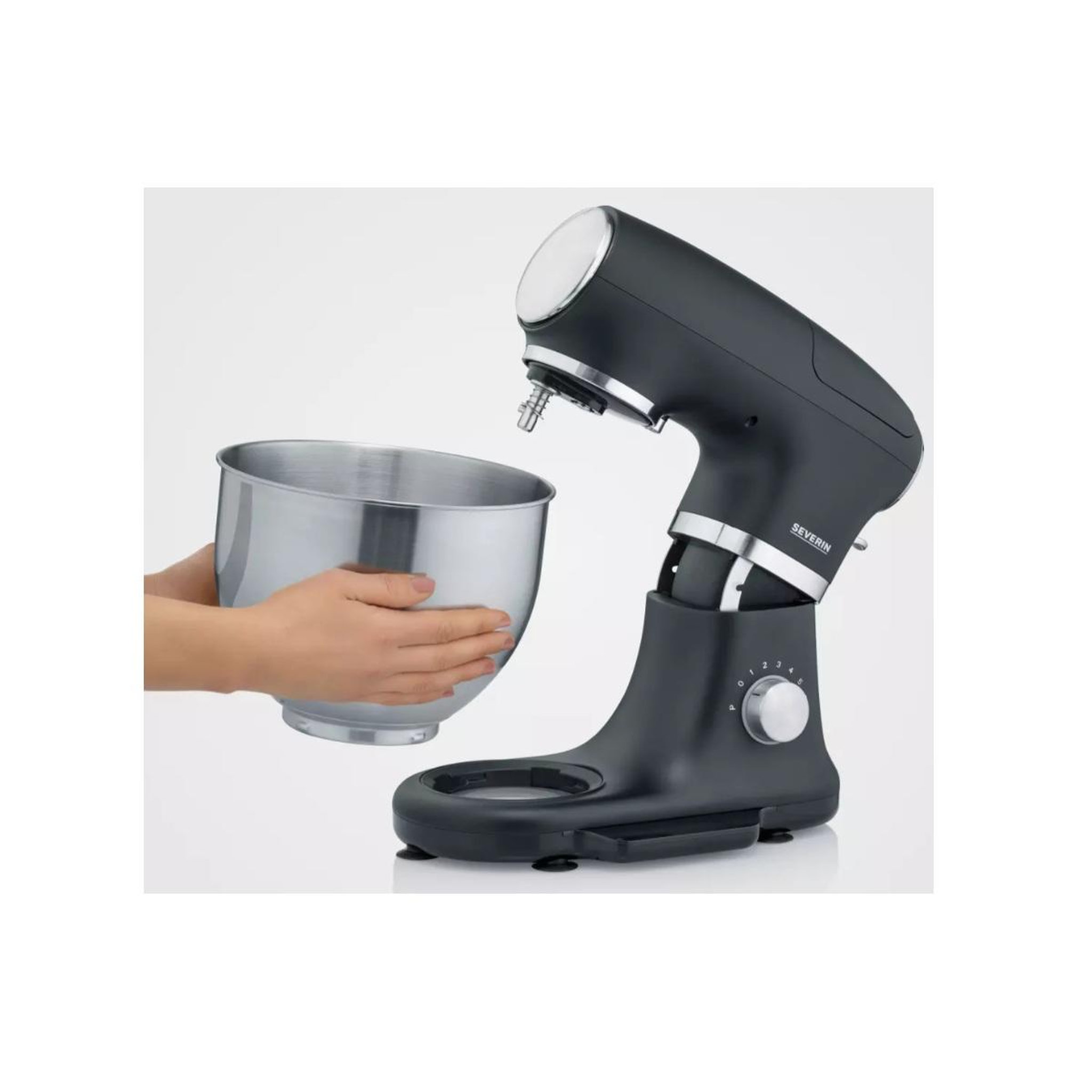 Voir la diapositive 4 : SEVERIN Robot pâtissier multifonction 5.5l 1000w noir/inox - km3898