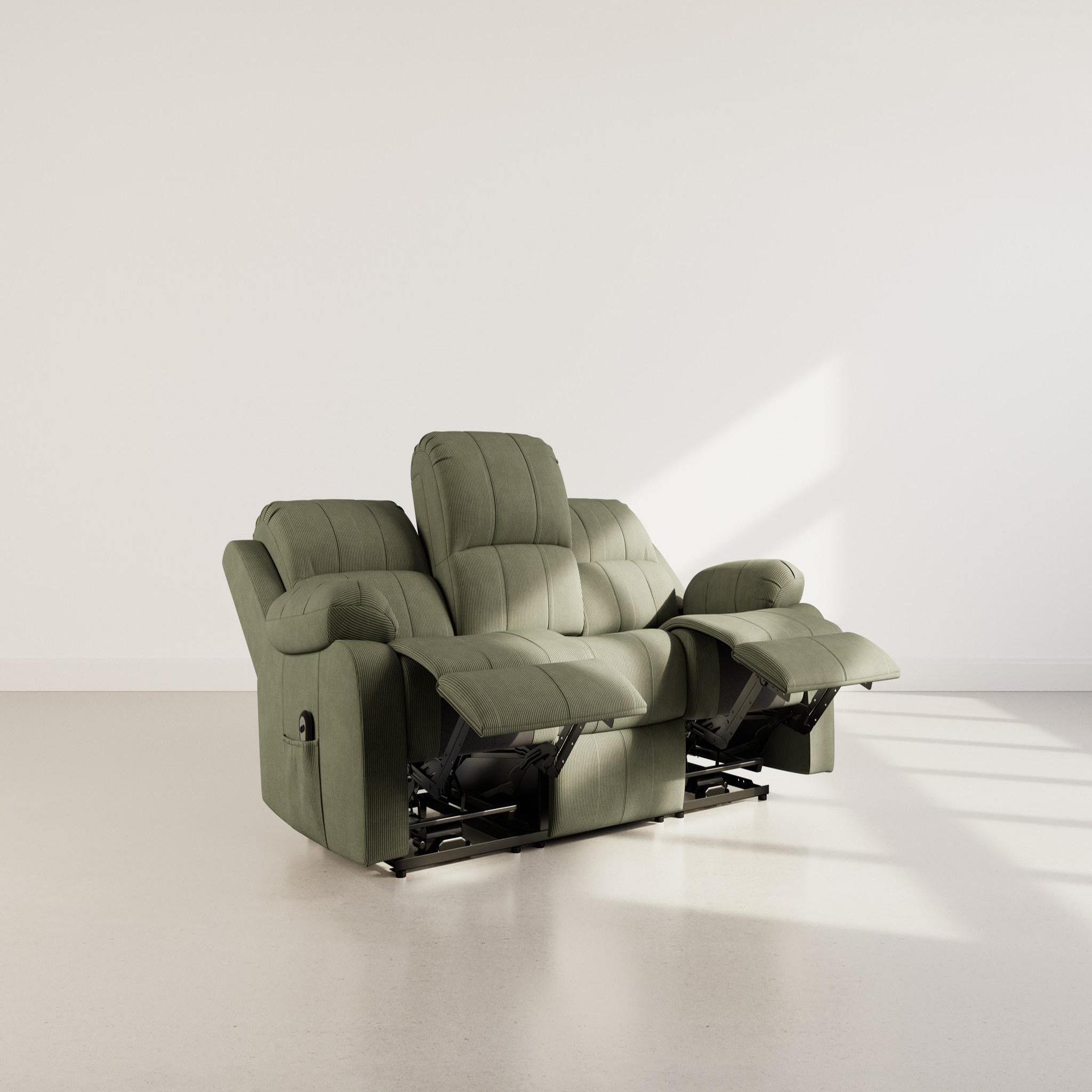 Voir la diapositive 3 : BEST MOBILIER Armand - canapé 3 places relax électrique en velours côtelé