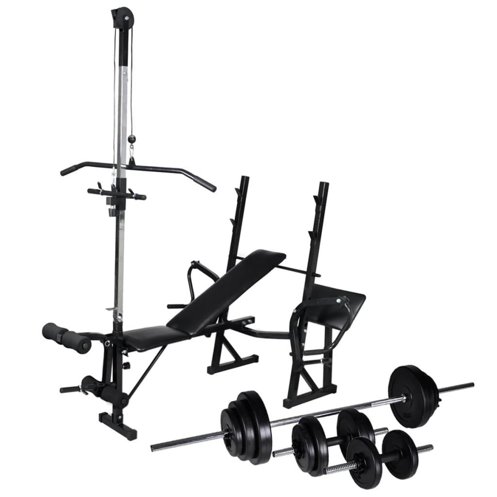 Voir la diapositive 1 : VIDAXL Banc d'entraînement avec support de poids jeu d'halteres 30,5kg