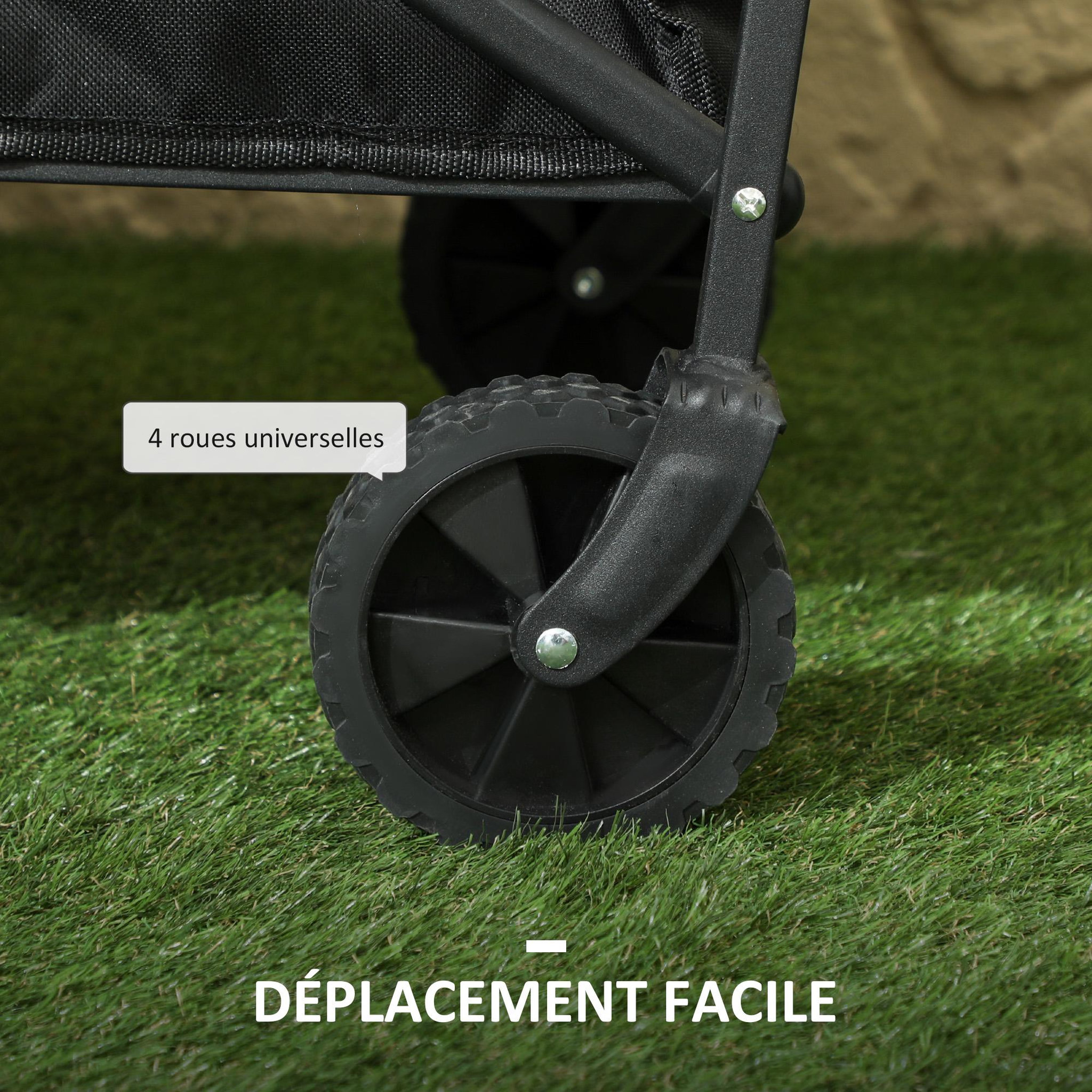 Voir la diapositive 6 : OUTSUNNY Chariot de jardin pliable 60 kg max. Poignée télescopique réglable métal oxford noir