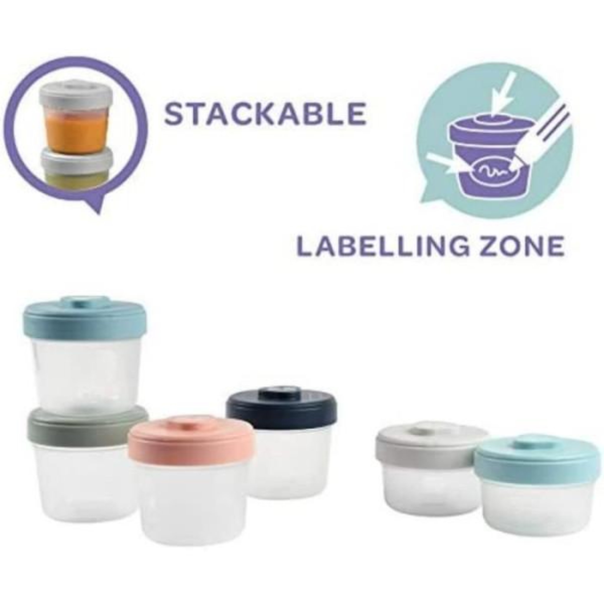 Voir la diapositive 3 : BEABA BEABA, Set 1er age 6 portions clip de conservation - 2x90ml + 4x150ml
