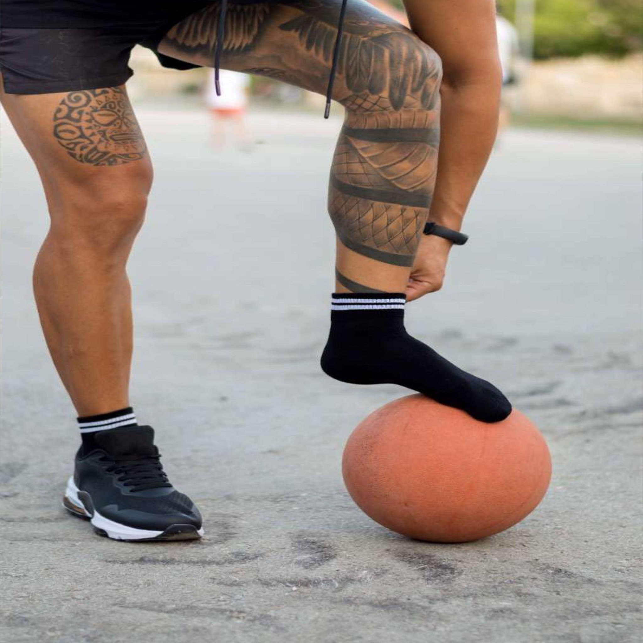 Voir la diapositive 6 : PIRIN HILL Chaussettes courtes active day noires bandes blanches