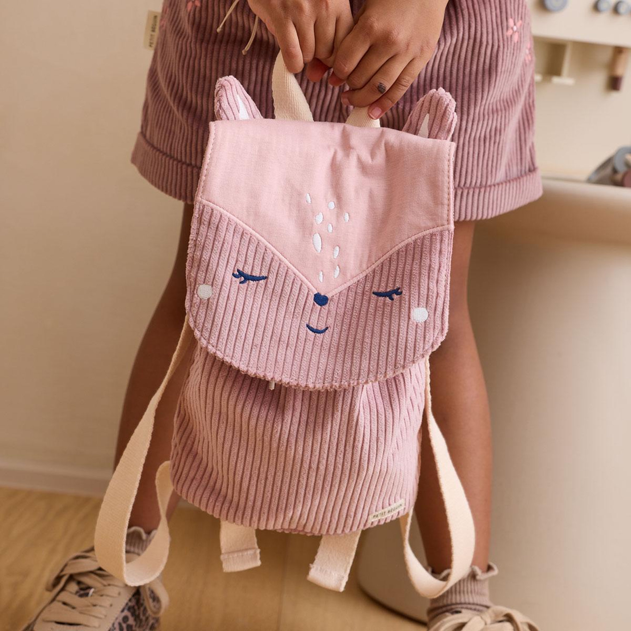 Voir la diapositive 4 : Petit Béguin Sac à dos enfant en velours côtelé Mona