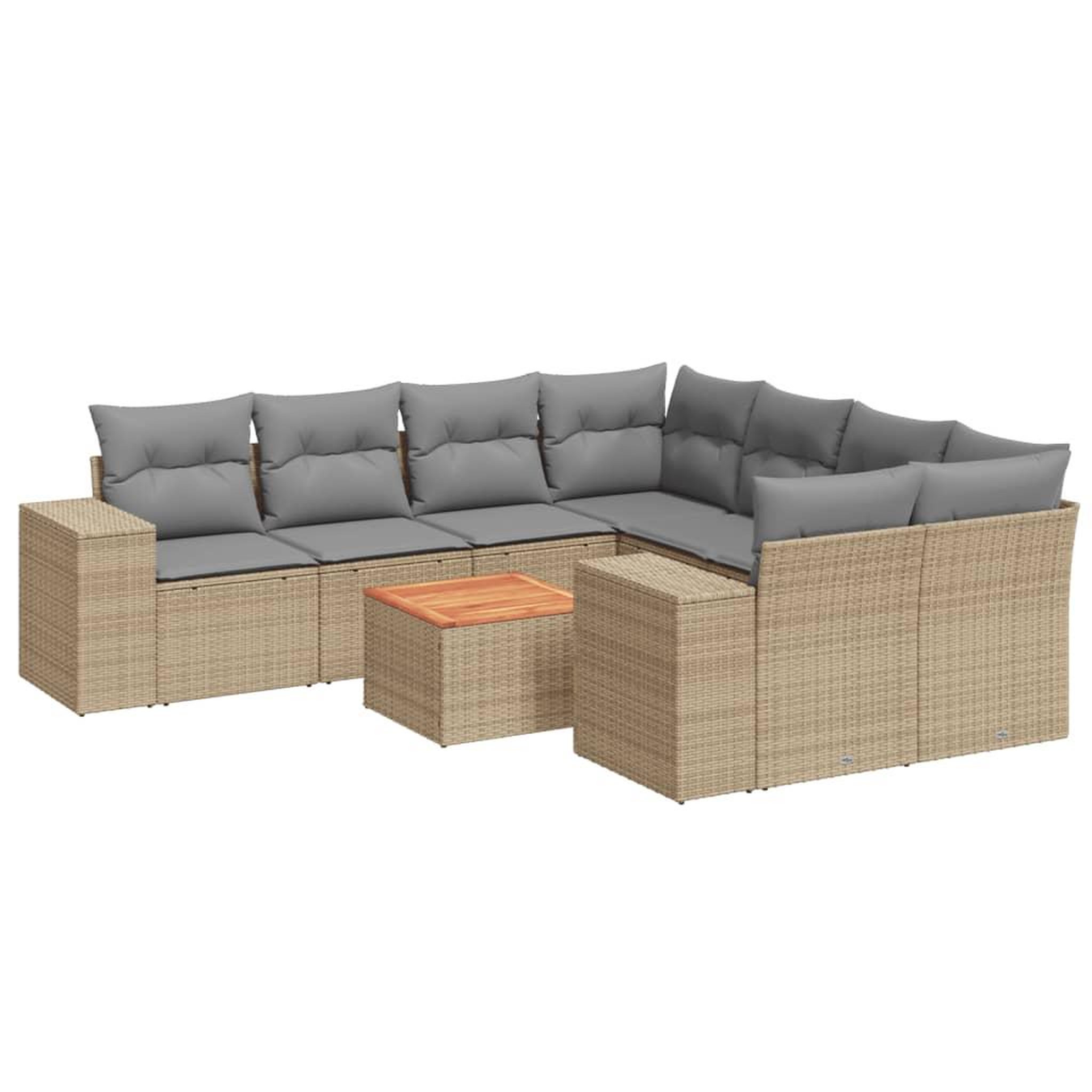 Voir la diapositive 2 : VIDAXL Salon de jardin avec coussins 9 pcs beige resine tressee