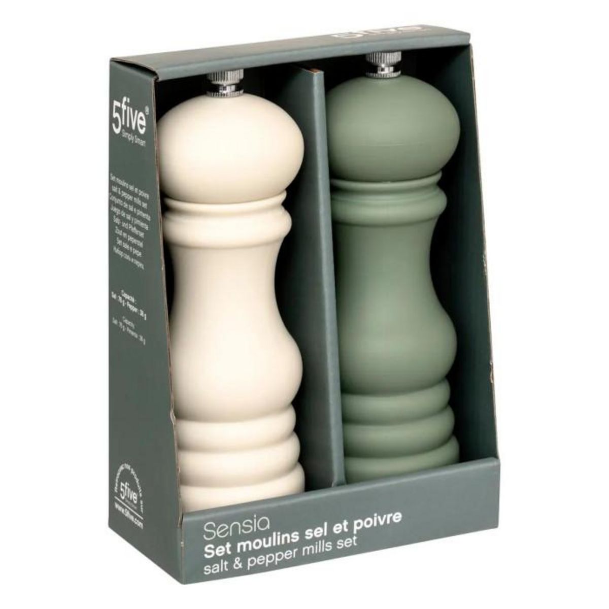 FIVE Lot de 2 Moulins à Sel & Poivre  Sensia  17cm Beige & Vert
