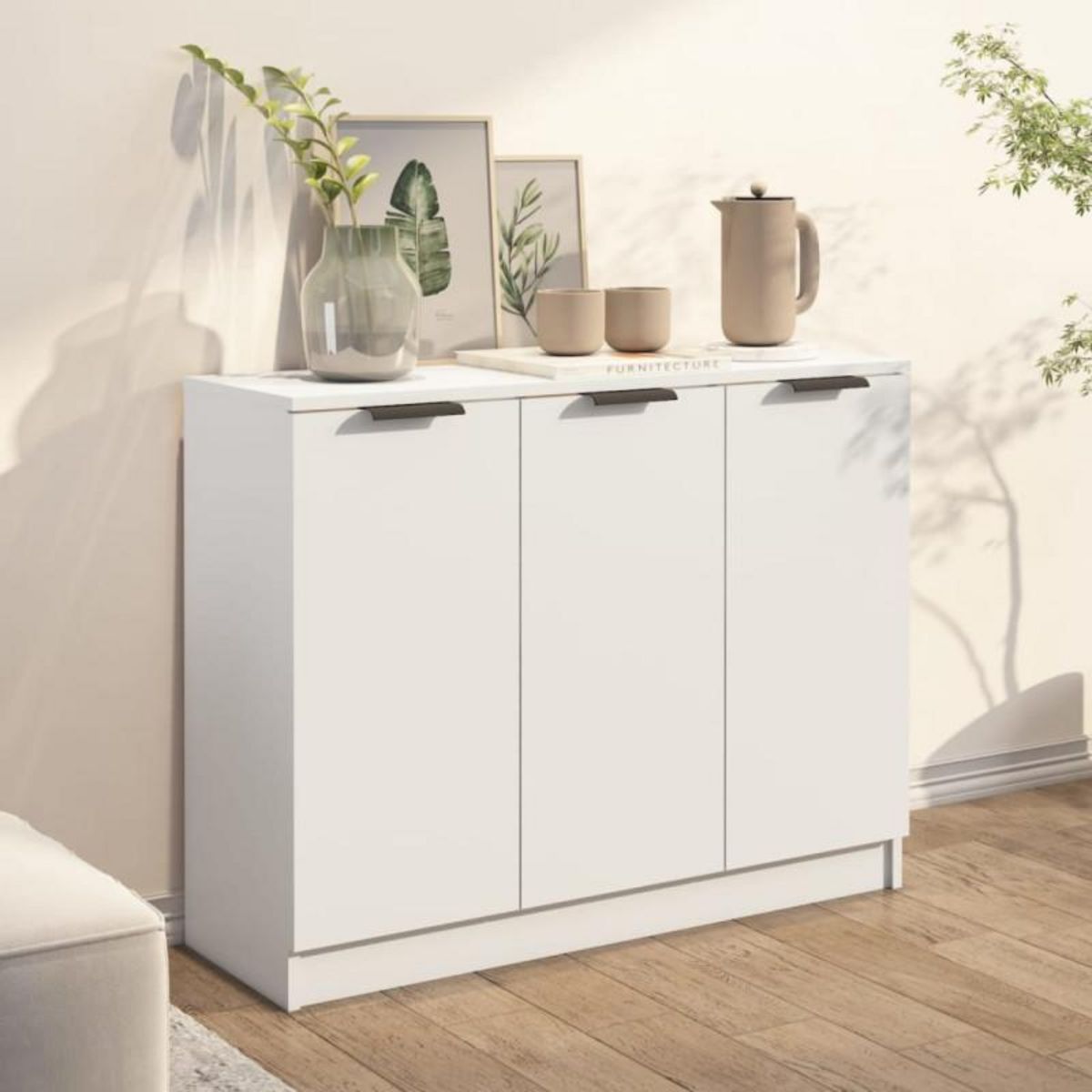 VIDAXL Buffet Blanc 90,5x30x70 cm Bois d ingénierie