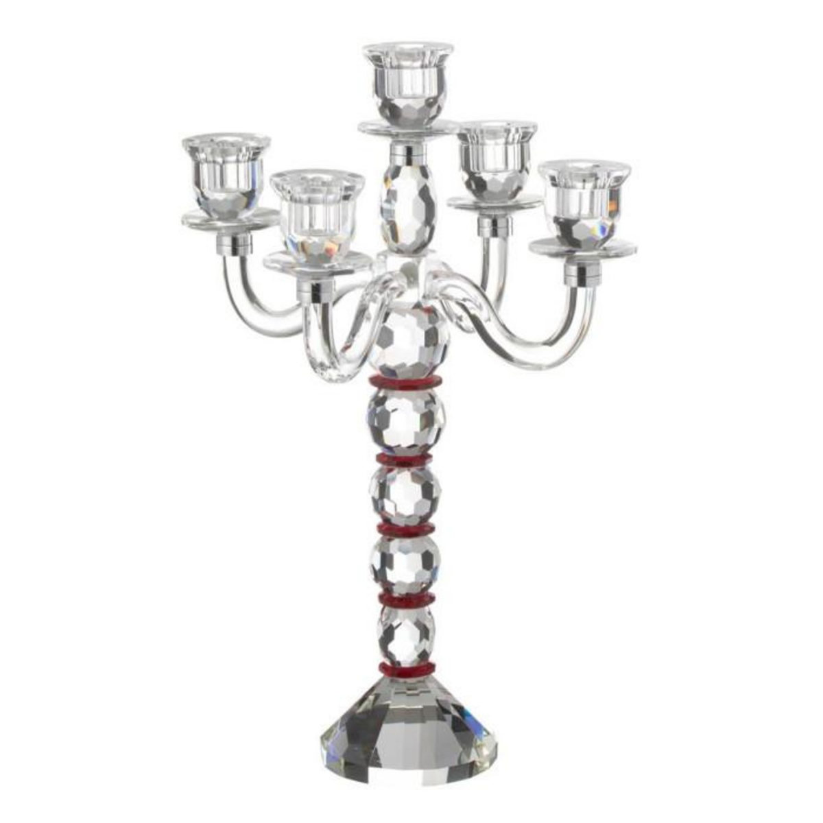 Paris Prix Chandelier 5 Branches  Annie  49cm Transparent & Rouge