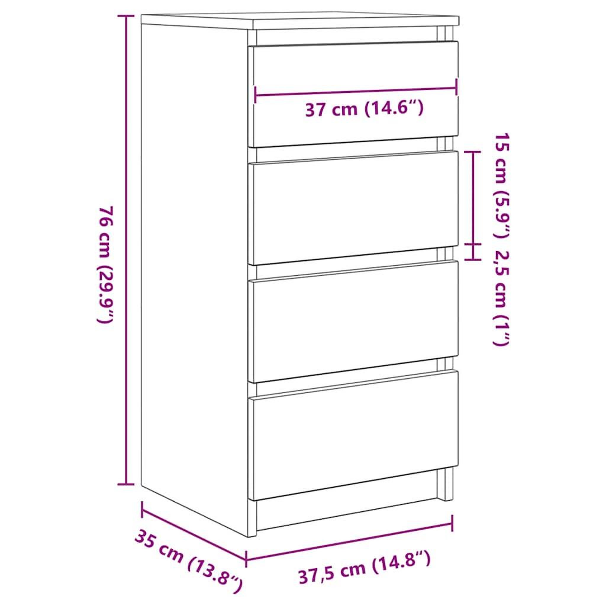 Voir la diapositive 6 : VIDAXL Buffet chene artisanal 37,5x35x76 cm bois d'ingenierie