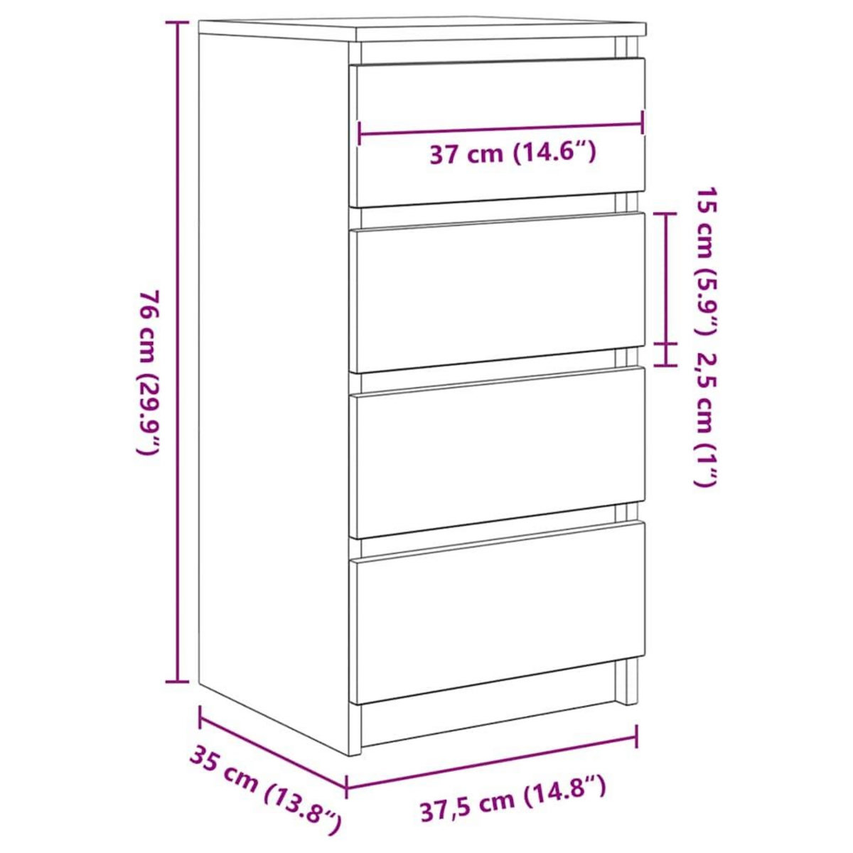 VIDAXL Buffet chene artisanal 37,5x35x76 cm bois d'ingenierie