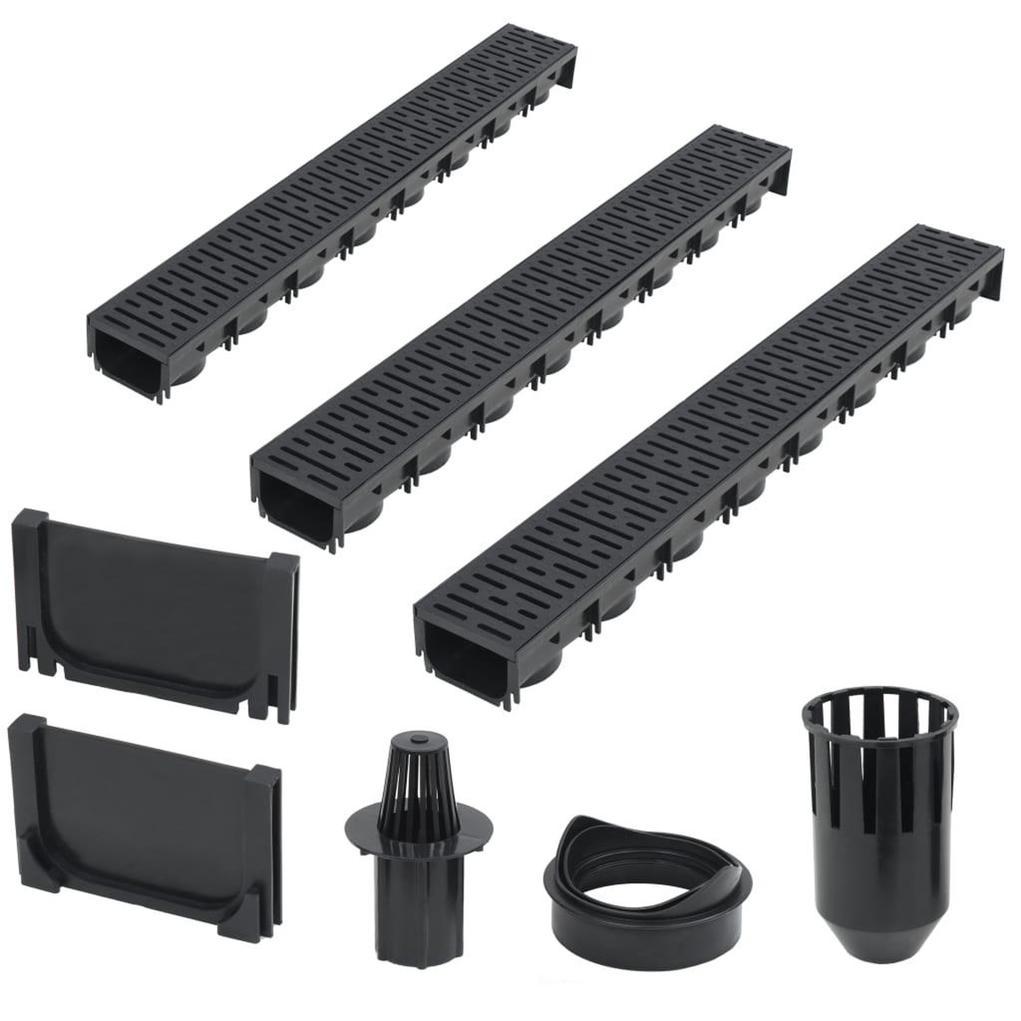 Voir la diapositive 1 : VIDAXL Caniveaux de drainage 3 pcs Plastique 3 m