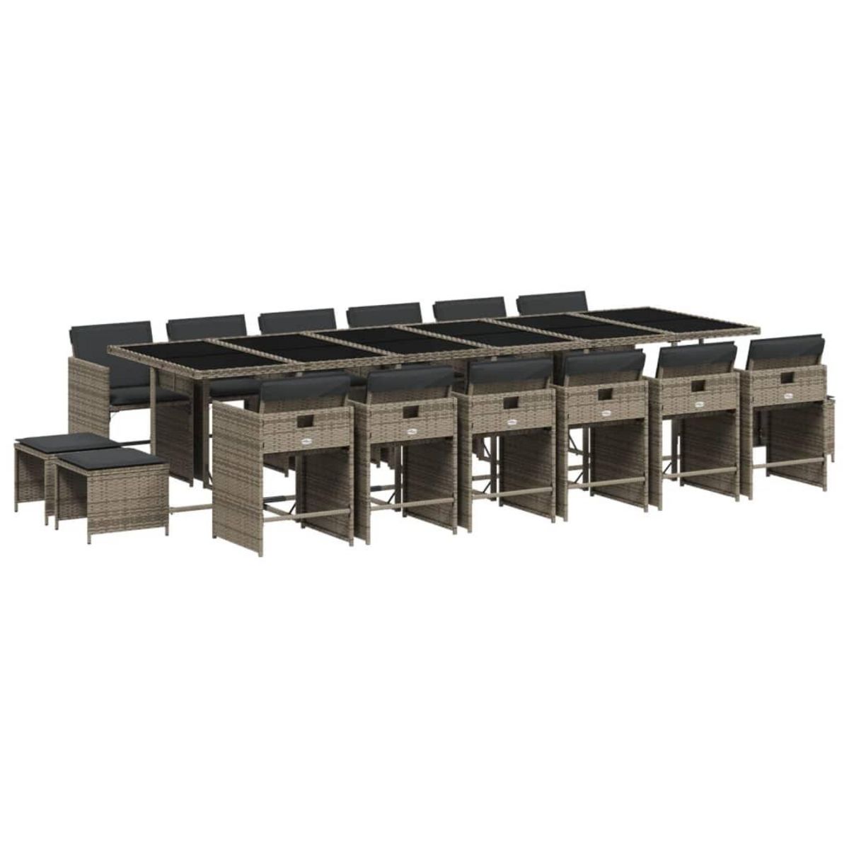 VIDAXL Ensemble a manger de jardin 17 pcs et coussins resine tressee