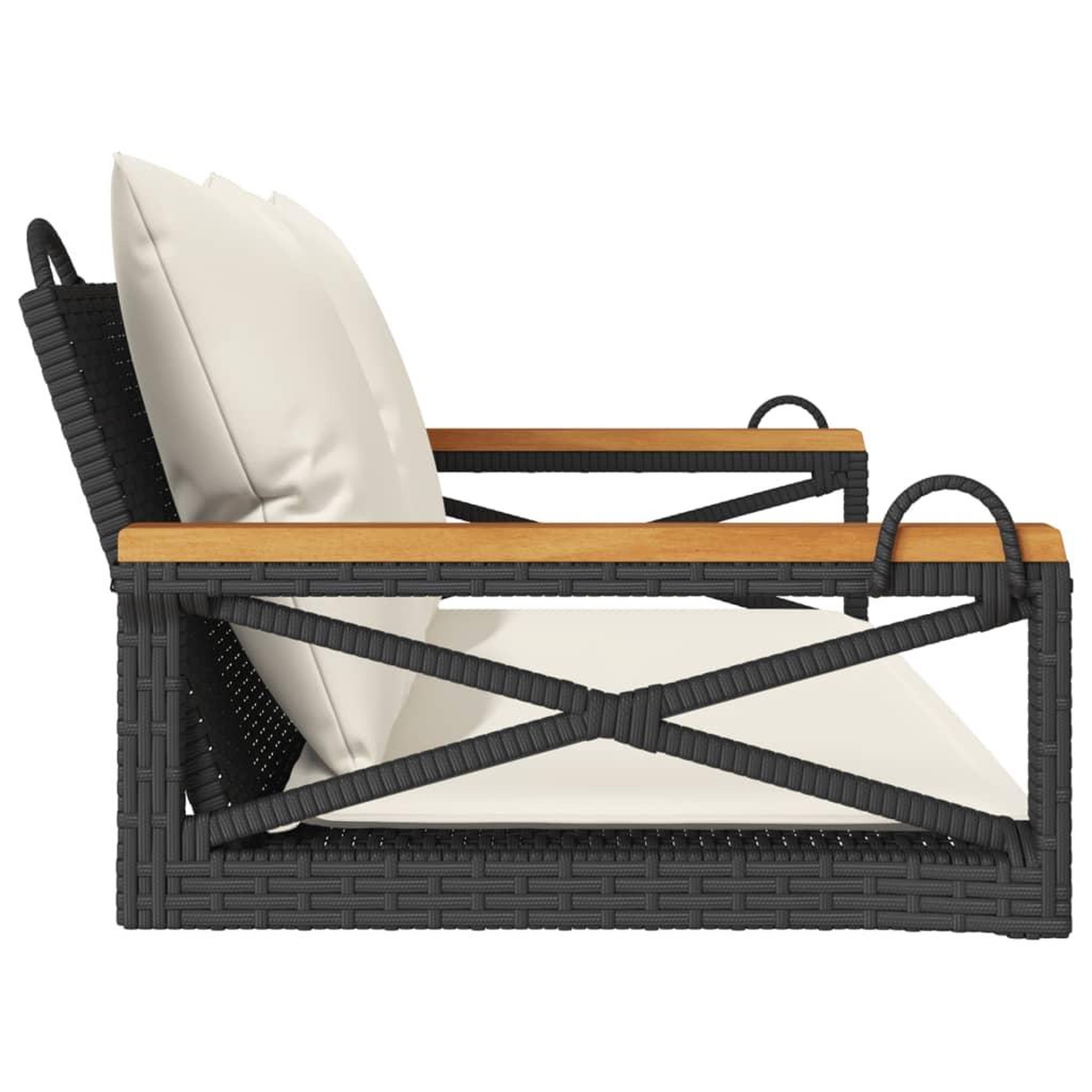Voir la diapositive 5 : VIDAXL Balancelle avec coussins noir 109x62x40 cm resine tressee