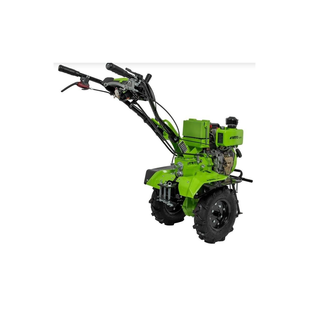 VITO Motoculteur Diesel Moteur 7 CV 246 cm3 Motobineuse avec fraises et butteur Démarrage électrique VITO