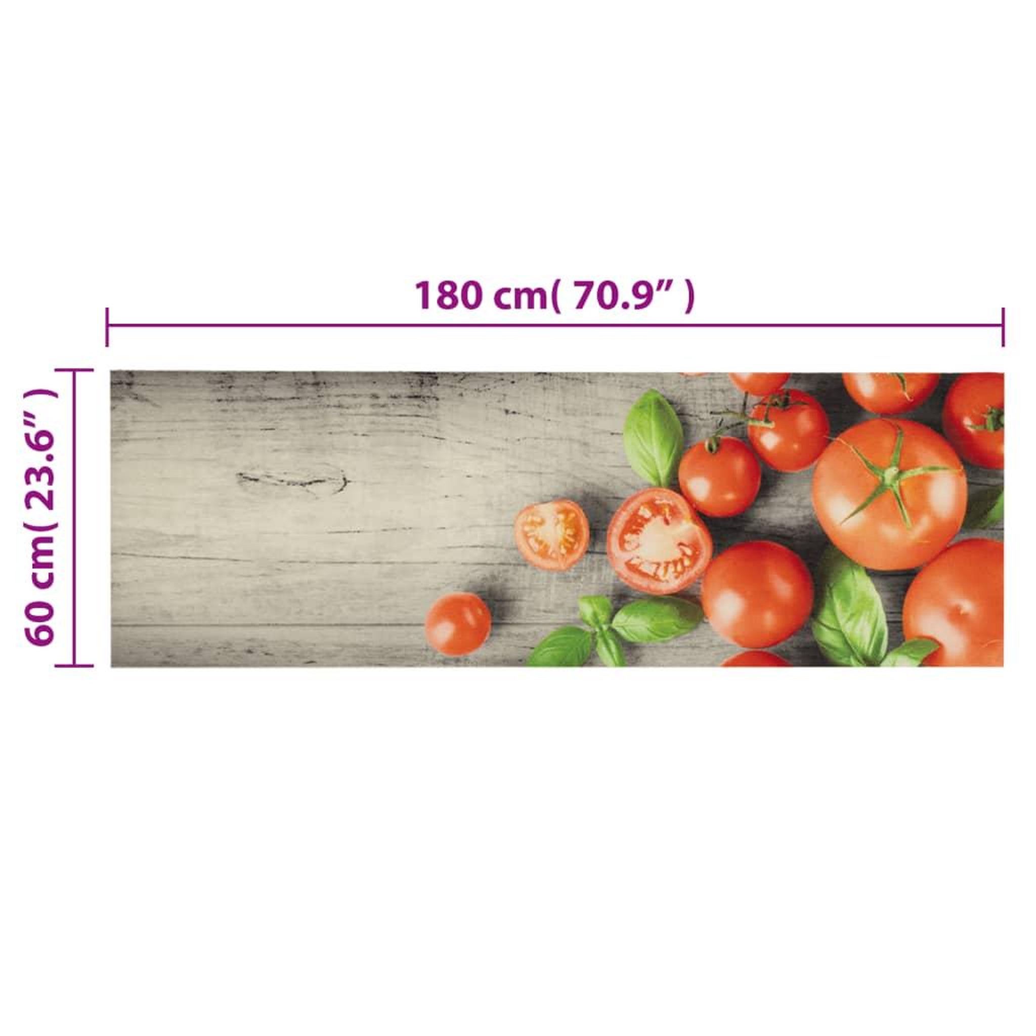 Voir la diapositive 5 : VIDAXL Tapis de cuisine lavable impression de tomates 60x180cm velours