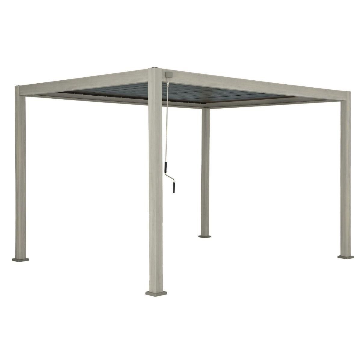 OMBREA Pergola bioclimatique - Aspect bois - Gris et lames anthracites - 3x4m OMBREA 