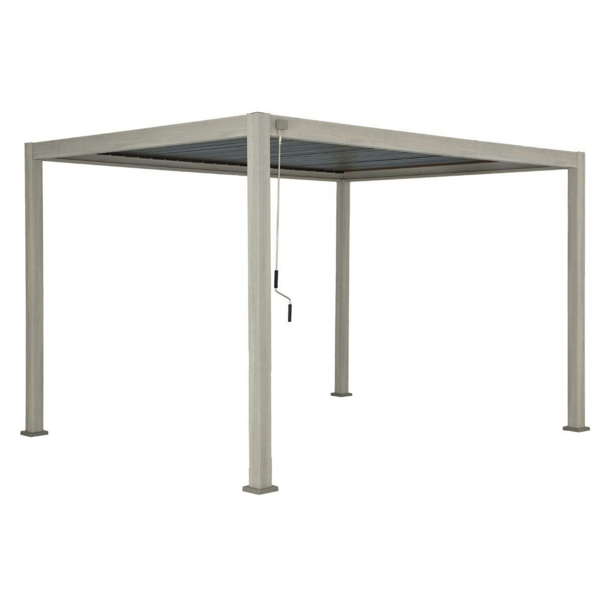 OMBREA Pergola bioclimatique - Aspect bois - Gris et lames anthracites - 3x4m OMBREA 