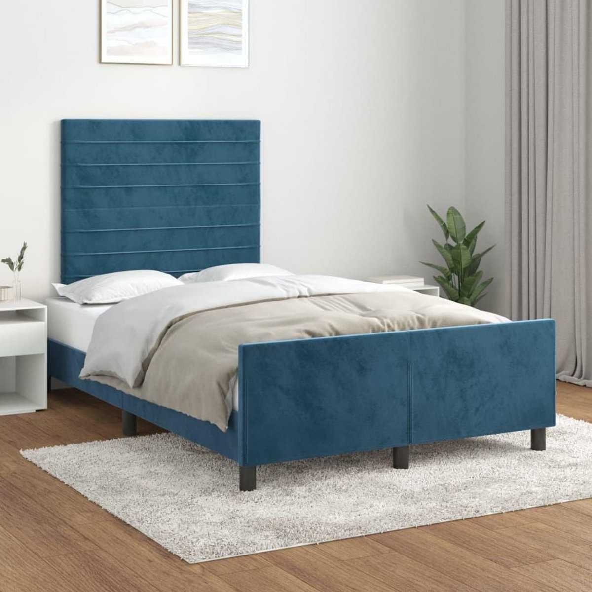 VIDAXL Cadre de lit sans matelas bleu fonce 120x200 cm velours