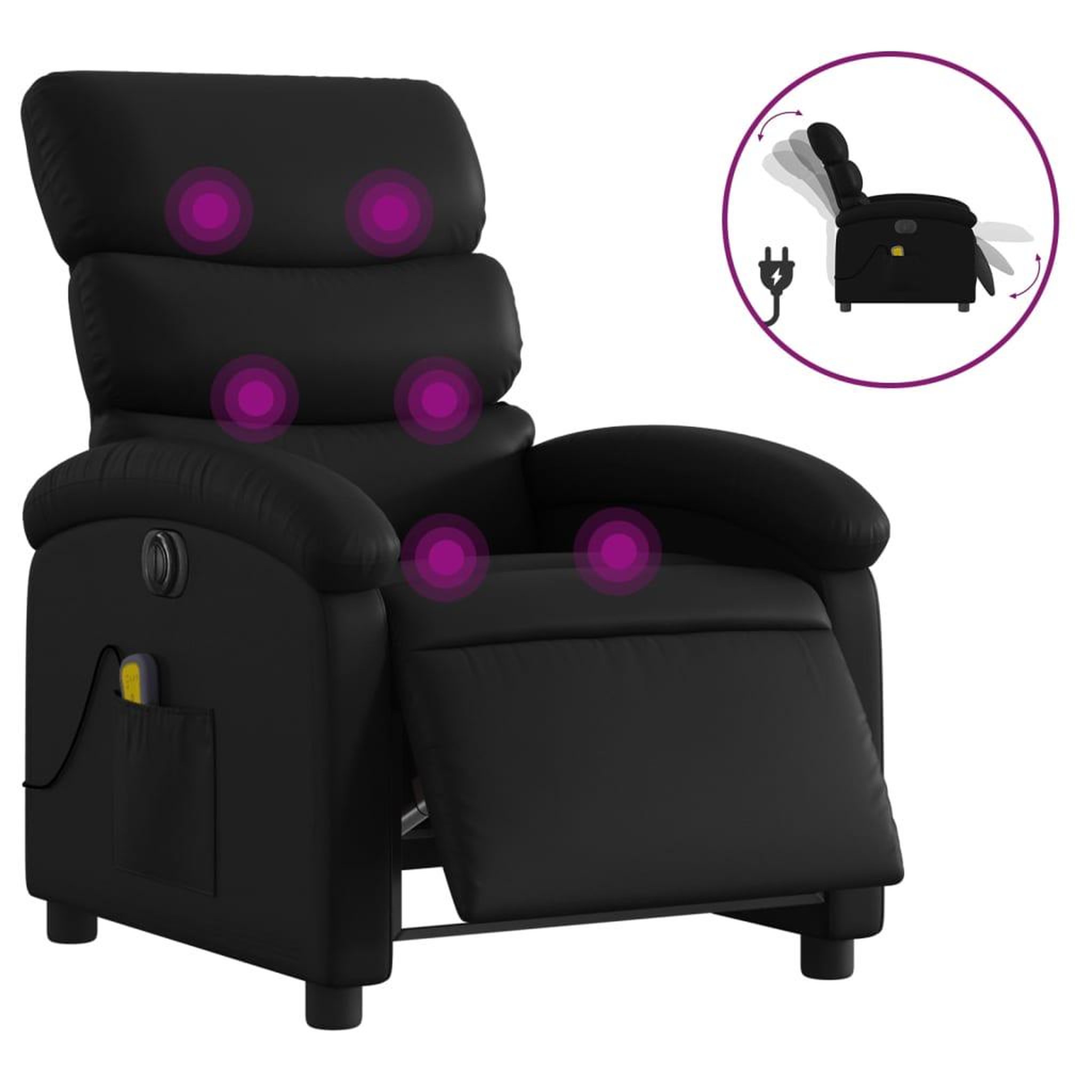 Voir la diapositive 2 : VIDAXL Fauteuil de massage inclinable electrique noir similicuir