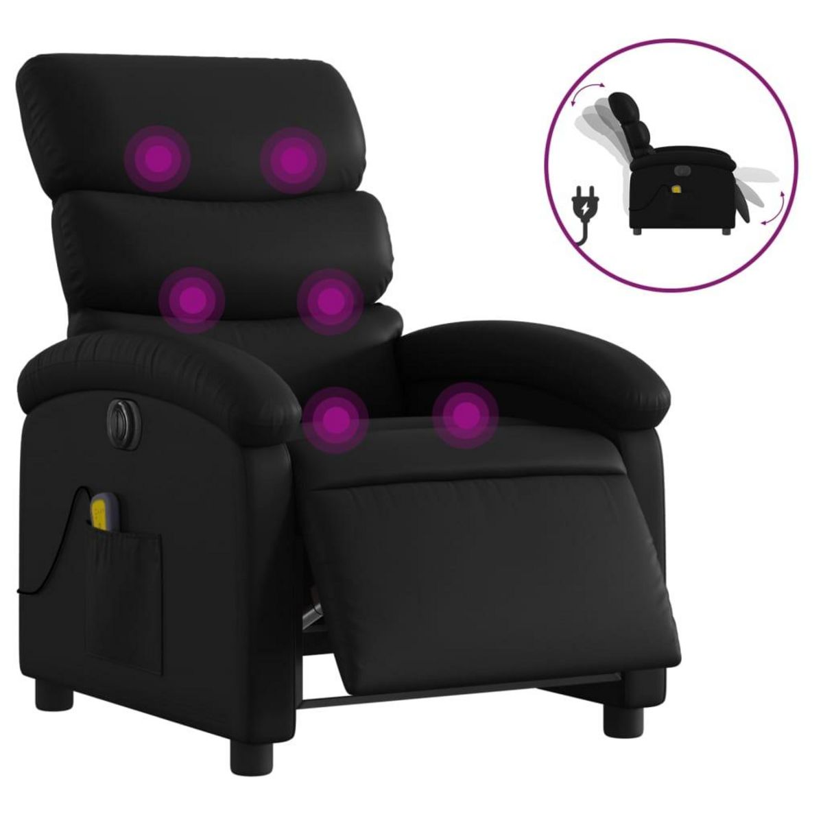 VIDAXL Fauteuil de massage inclinable electrique noir similicuir