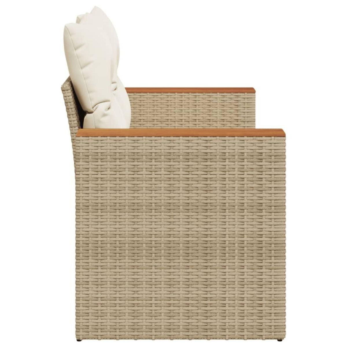 VIDAXL Canape de jardin avec coussins 2 places beige resine tressee