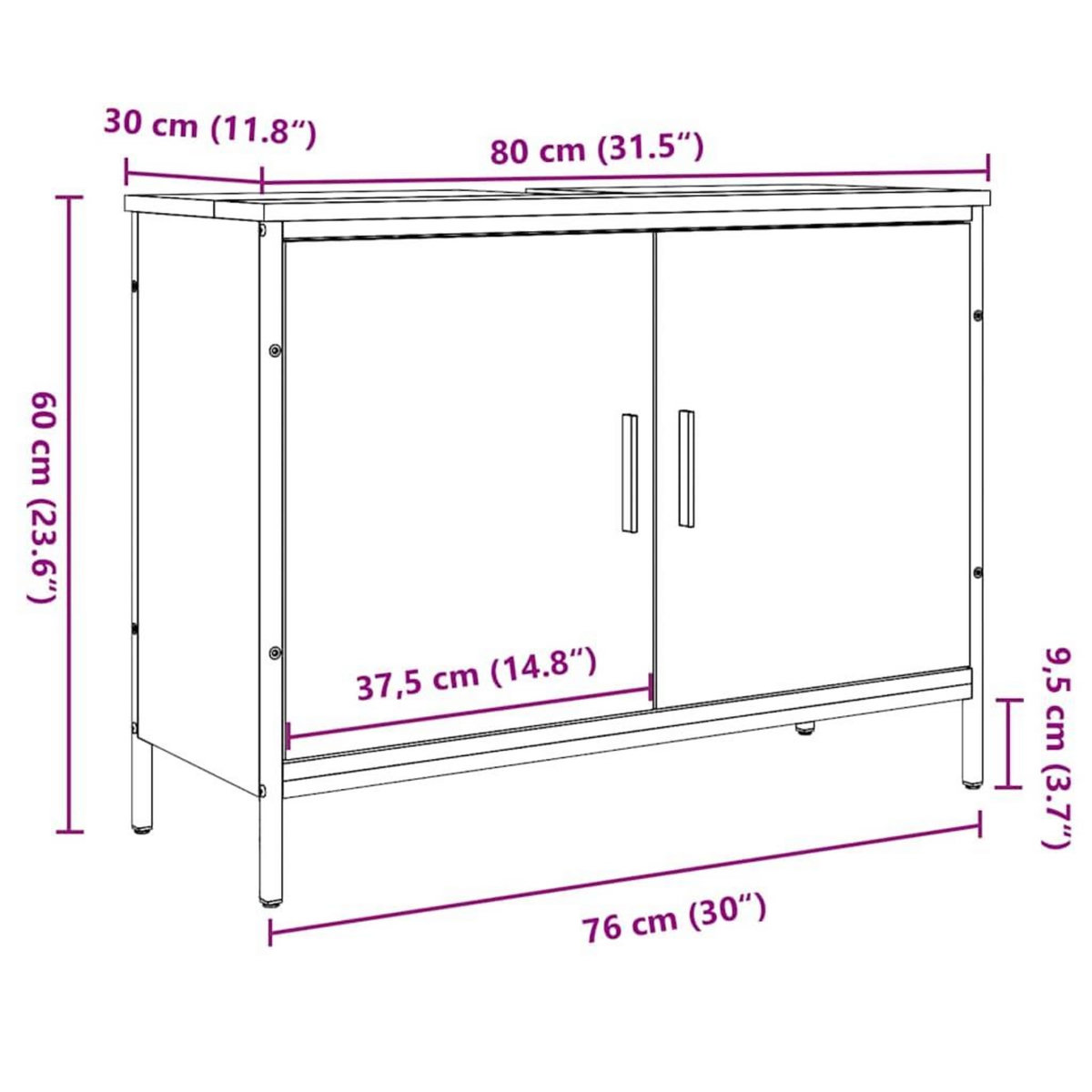 VIDAXL Armoire lavabo vieux bois 80x30x60 cm bois d'ingenierie