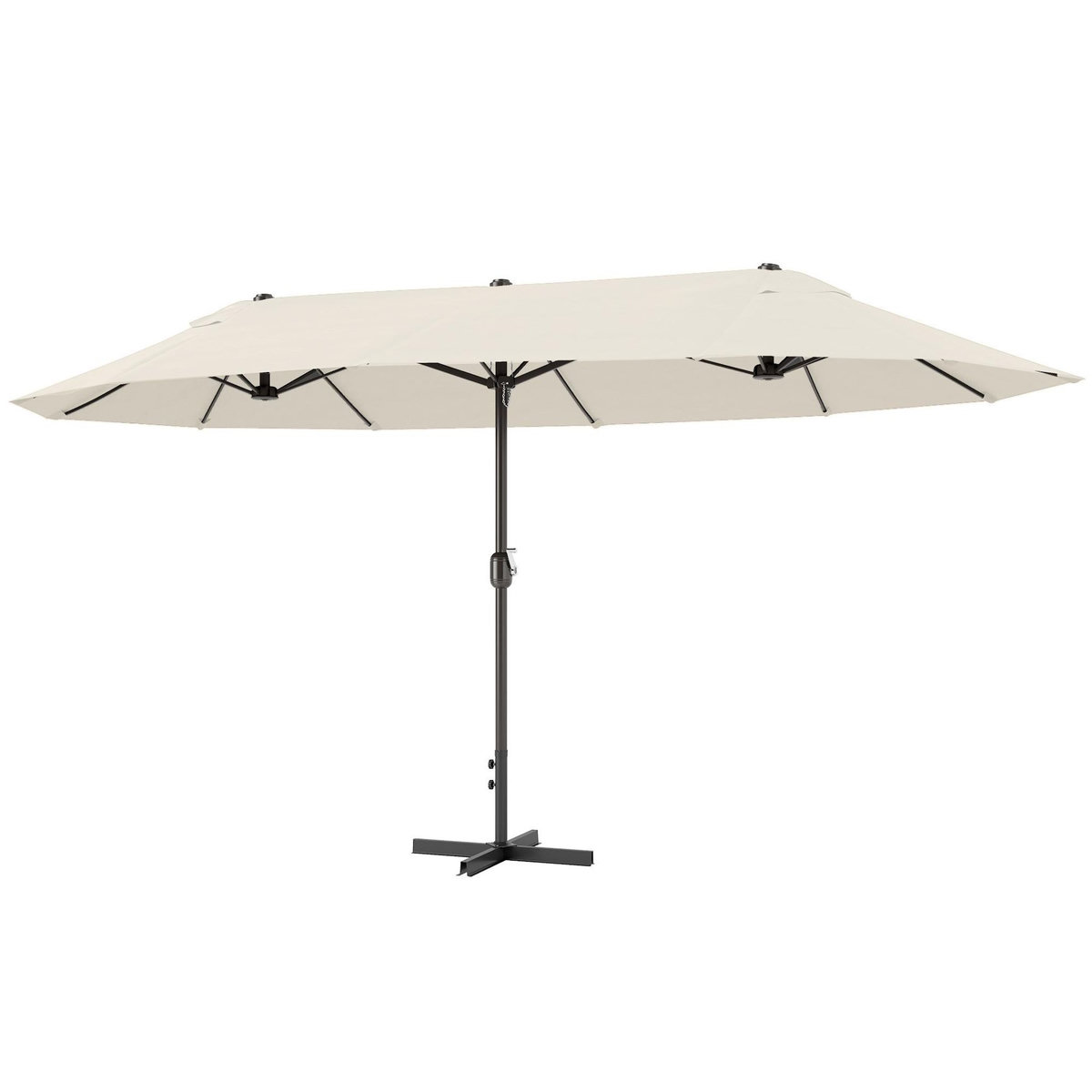 OUTSUNNY Parasol de jardin XXL parasol grande taille 4,6L x 2,7l x 2,4H m ouverture fermeture manivelle acier polyester haute densité crème