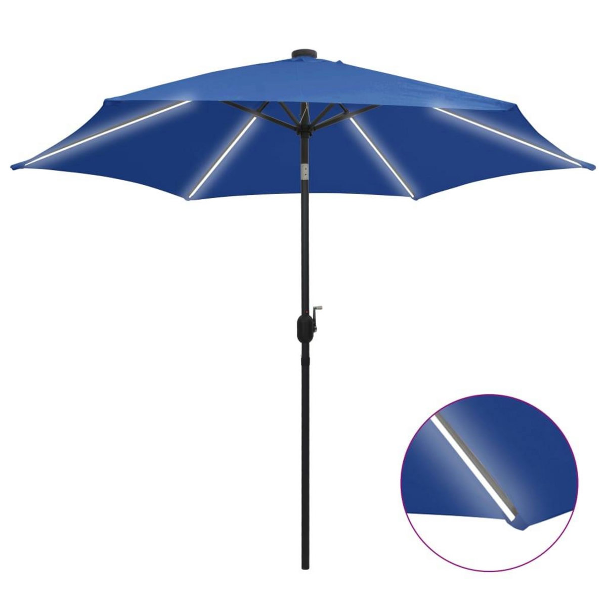 VIDAXL Parasol de jardin et lumieres LED mat en aluminium bleu azure