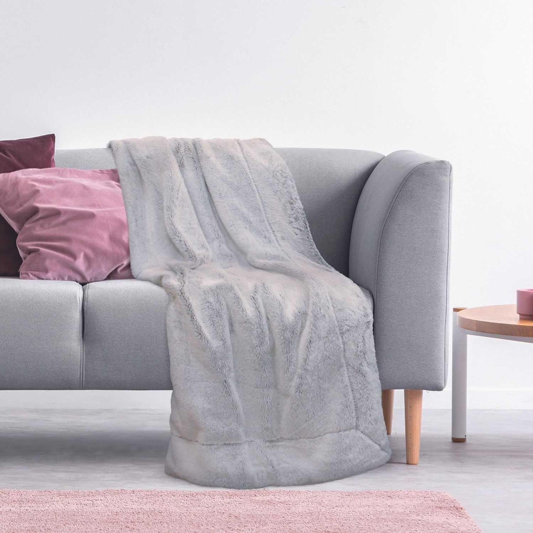 Voir la diapositive 2 : TOILINUX Plaid imitation fourrure XXL - 140x200cm - Gris
