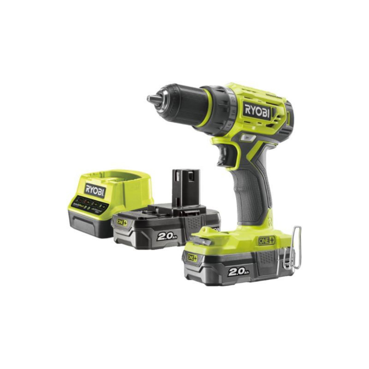 Ryobi Perceuse Visseuse RYOBI 18V One Plus Brushless - 2 batteries 2,0Ah - 1 chargeur rapide - R18DD7-220S