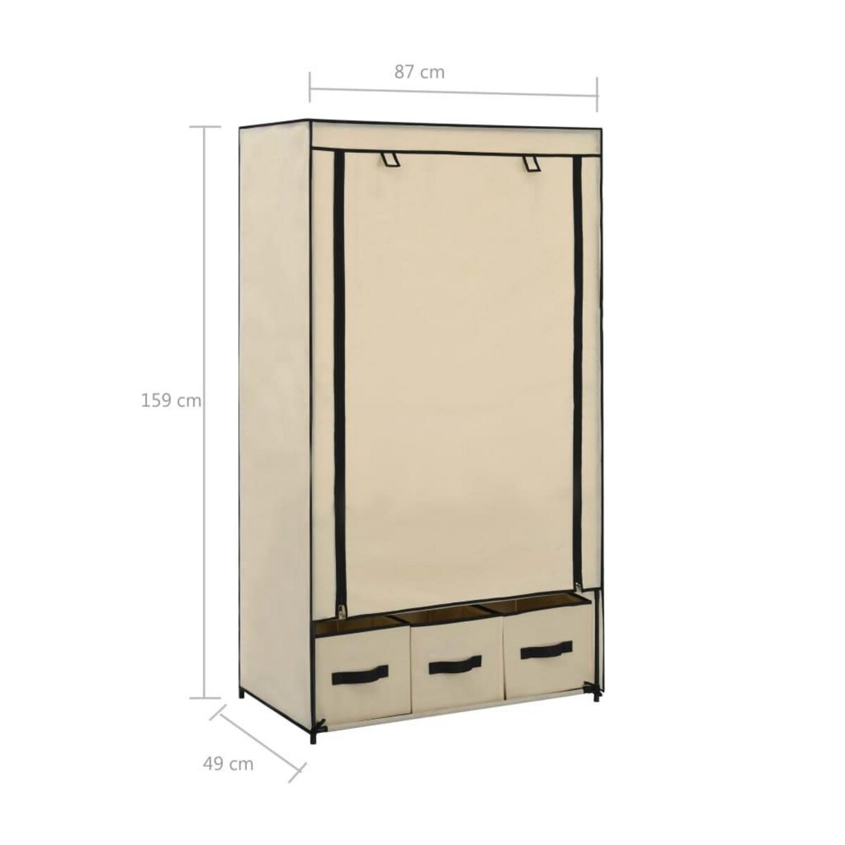 VIDAXL Garde-robe Creme 87 x 49 x 159 cm Tissu