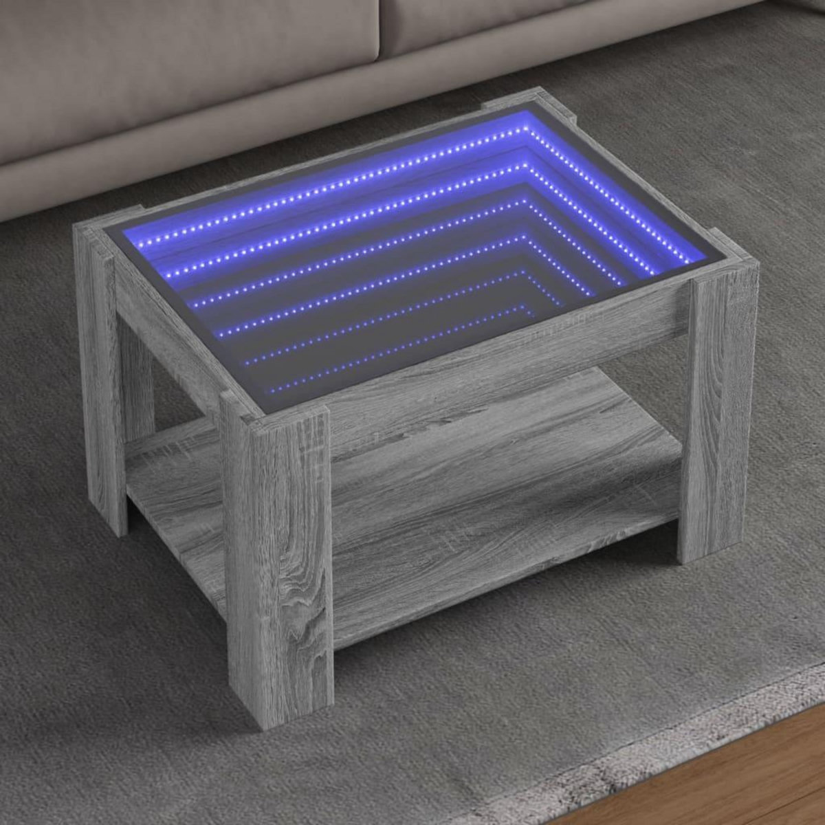 VIDAXL Table basse avec LED sonoma gris 73x53x45 cm bois d'ingenierie