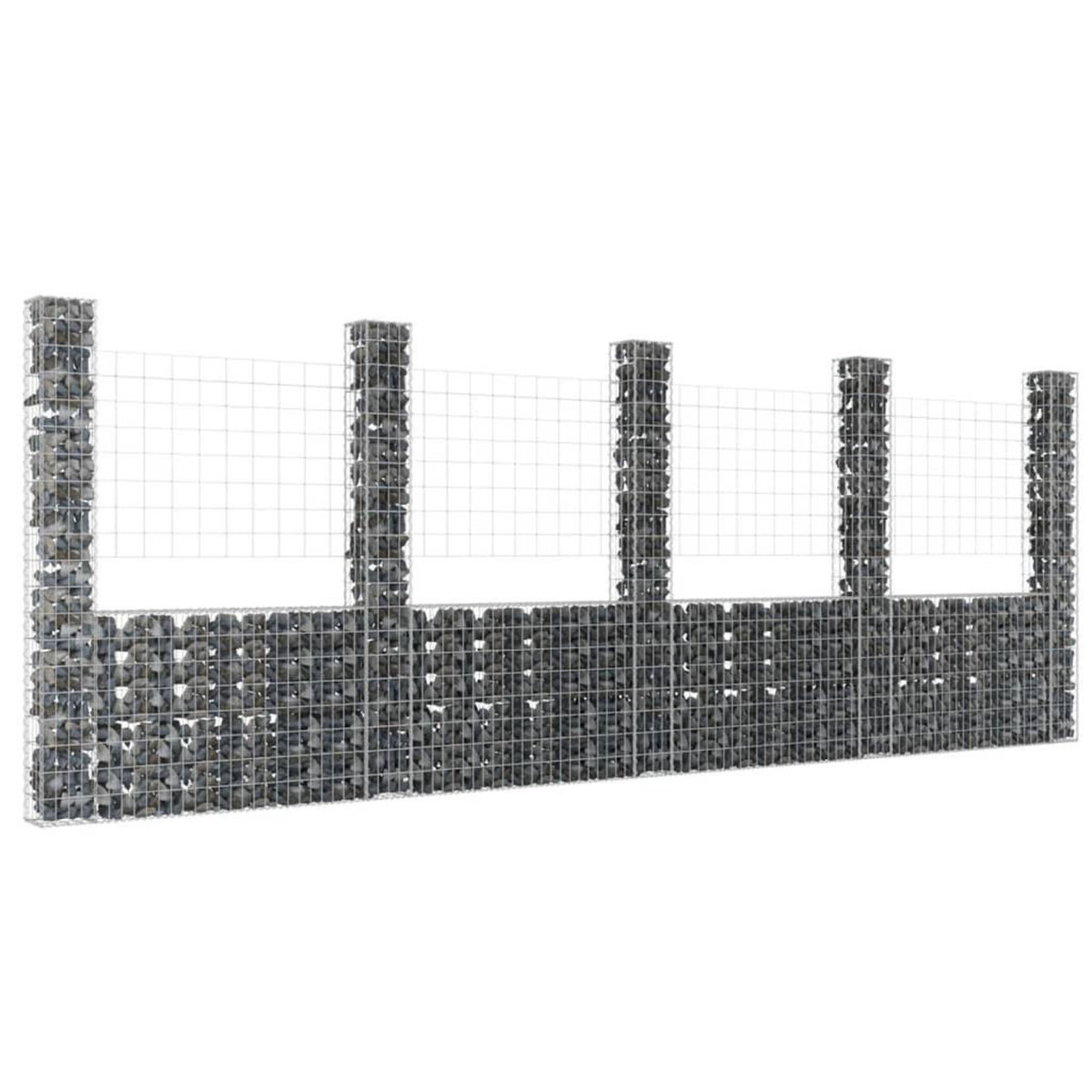 VIDAXL Panier de gabion en forme de U avec 5 poteaux Fer 500x20x200 cm