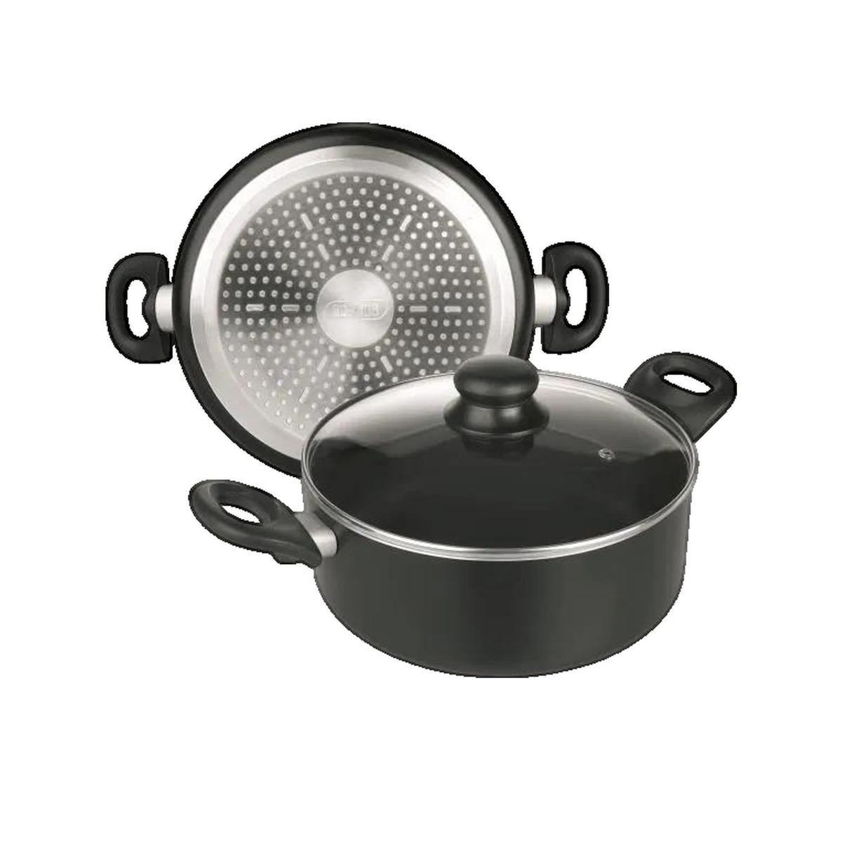 IBILI Casserole ibili 16cm Aluminium Antiadhésive Compatible Induction avec Couvercle en Verre