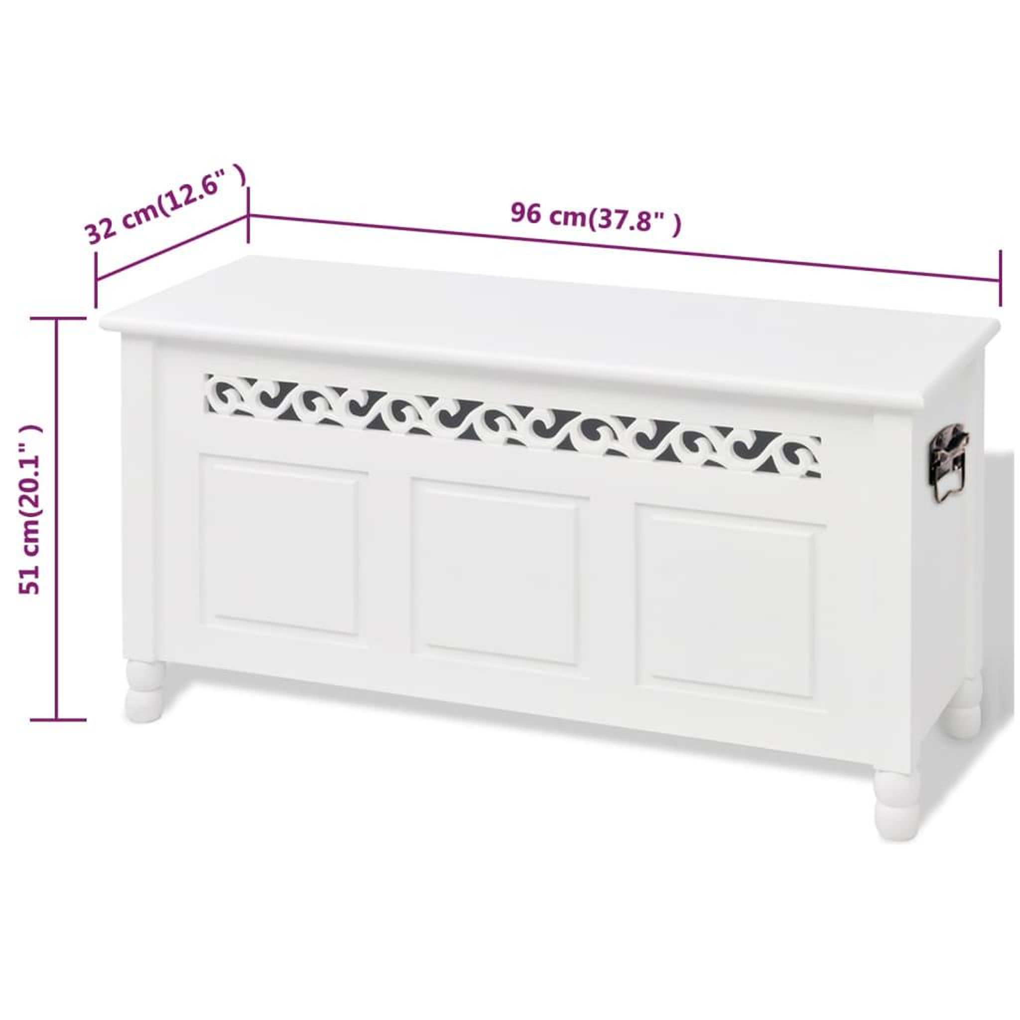 Voir la diapositive 6 : VIDAXL Banc de rangement en style baroque pfdm blanc