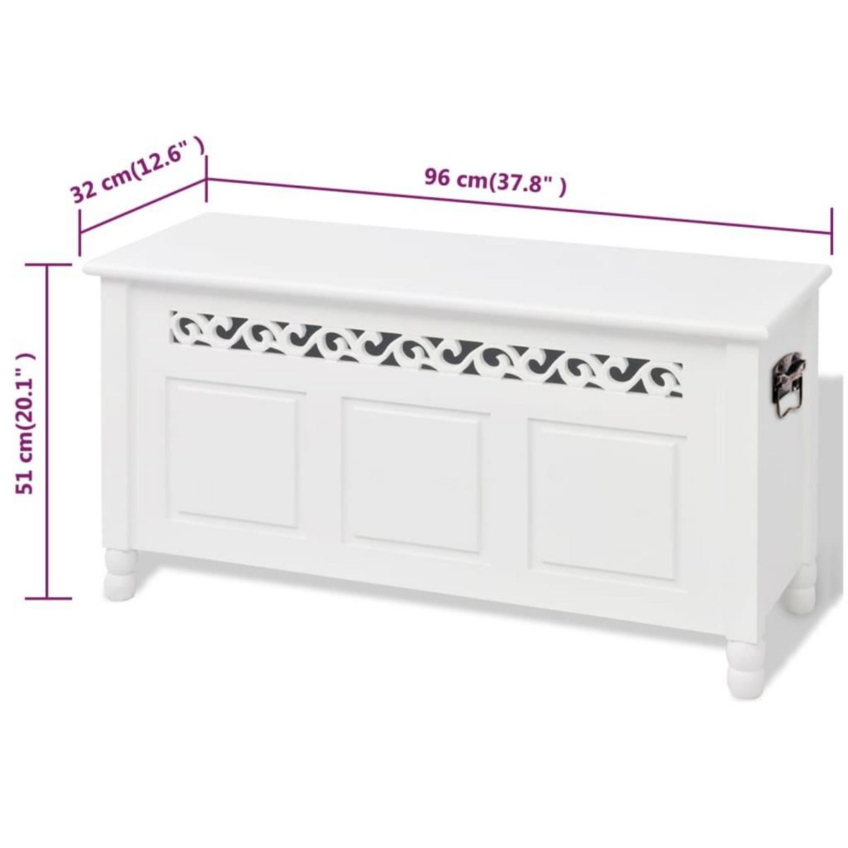 VIDAXL Banc de rangement en style baroque PFDM blanc