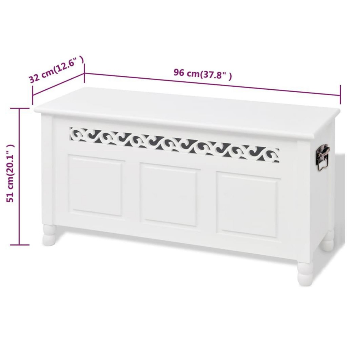 VIDAXL Banc de rangement en style baroque PFDM blanc