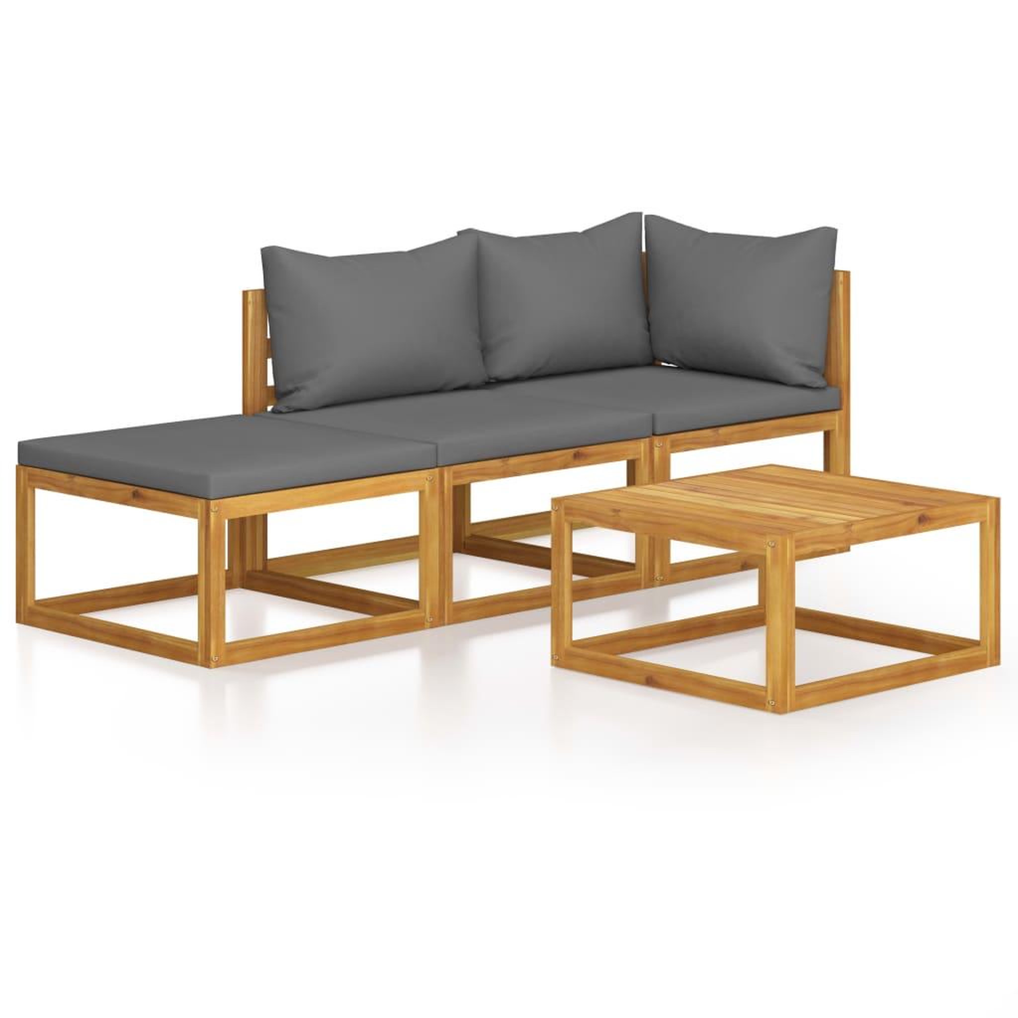 Voir la diapositive 2 : VIDAXL Salon de jardin 4 pcs avec coussin Bois d'acacia solide