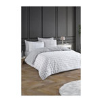 GENERIQUE Parure de lit - 1 housse de couette 220 x 240 cm + 2 taies d'oreiller 60 x 60 cm - 65% coton, 35% polyester - Gris