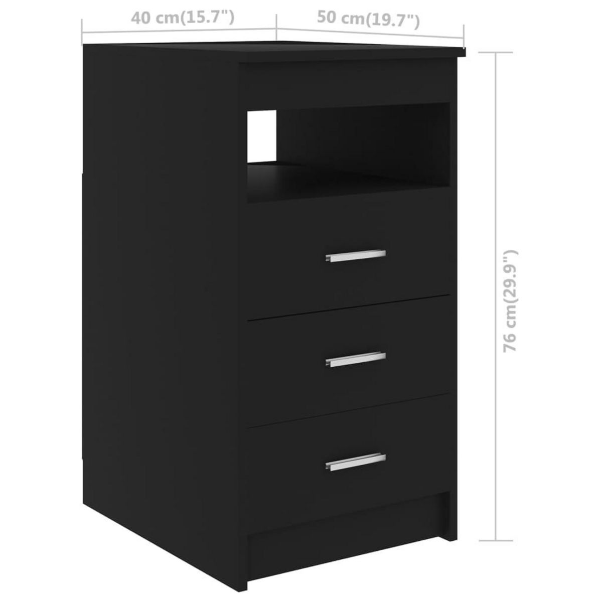 VIDAXL Armoire a tiroirs Noir 40x50x76 cm Bois d'ingenierie