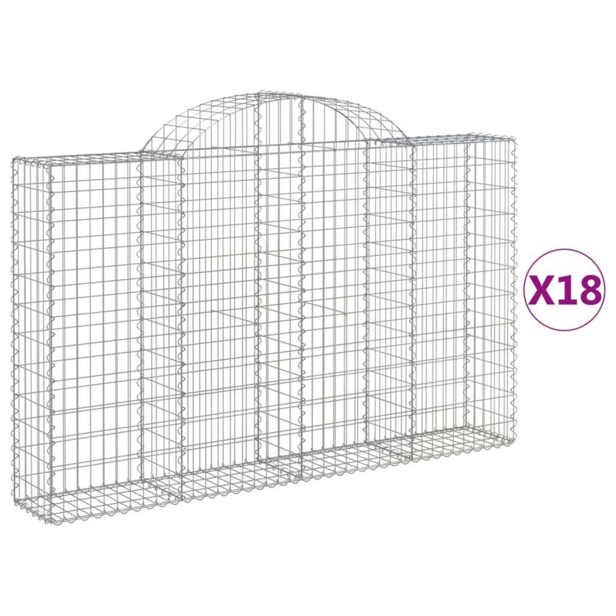 VIDAXL Paniers a gabions arques 18 pcs 200x30x120/140 cm Fer galvanise