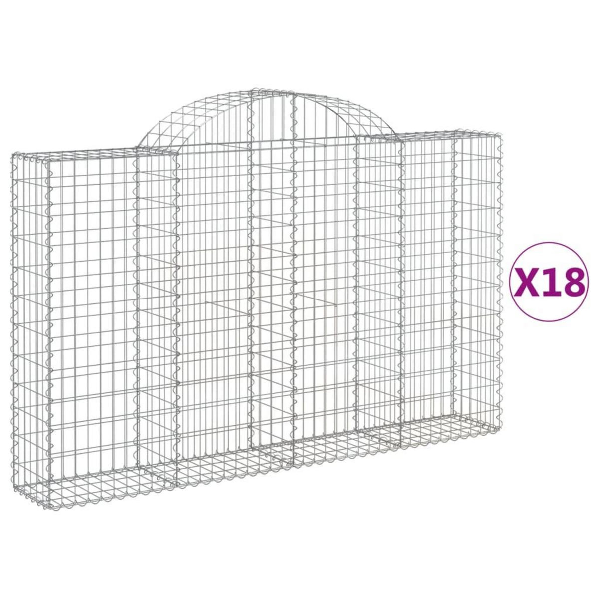 VIDAXL Paniers a gabions arques 18 pcs 200x30x120/140 cm Fer galvanise